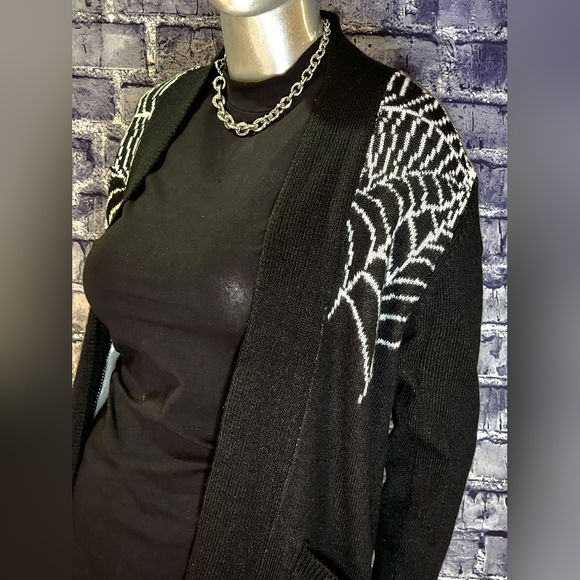 RARE! Spider Web Black Cardigan Sweater from Too Fast - Picture 4 of 13